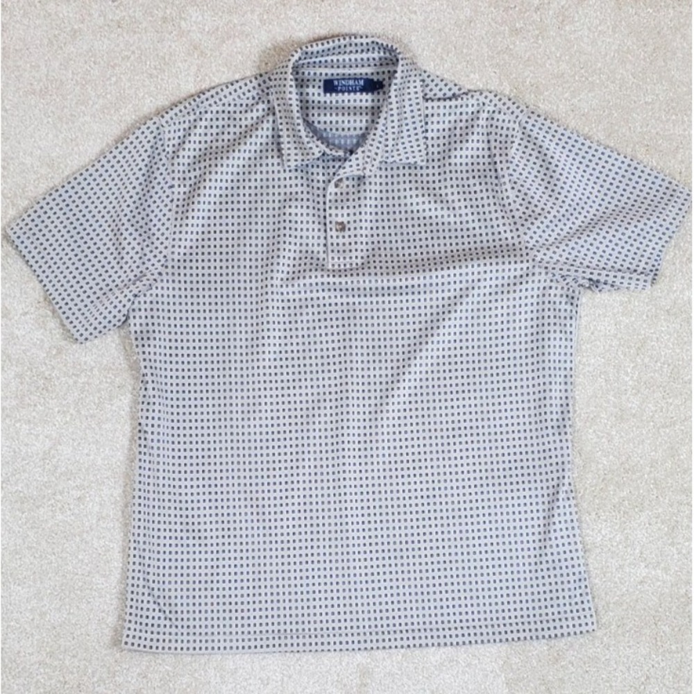 Windham Pointe Men's Polo Shirt Size Large Short Sleeve Tan With Navy